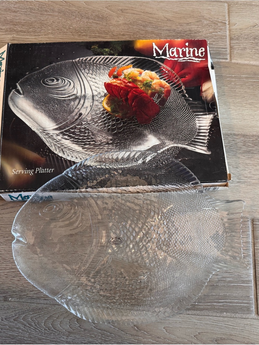 14” Serving Platter Clear Fish-Shaped Glass
